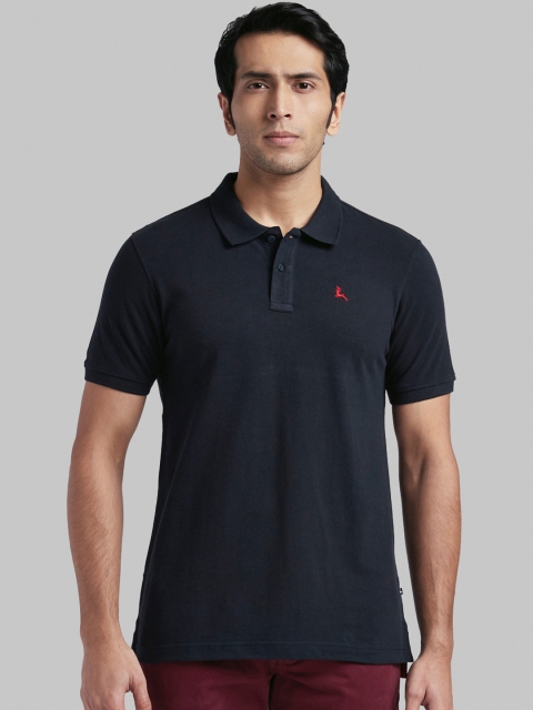 

Parx Men Navy Blue Solid Polo Collar T-shirt