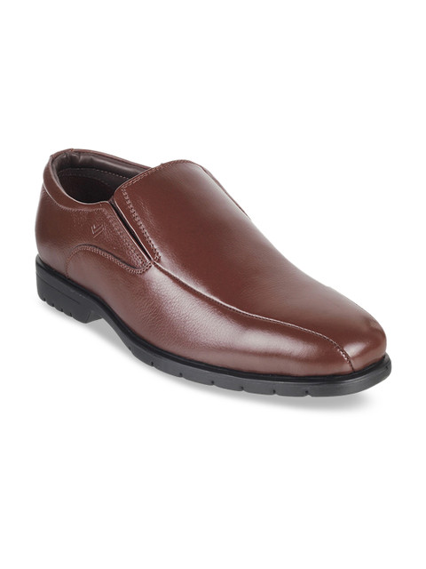 

DAVINCHI Brown Solid Formal Leather Slip-On Shoes