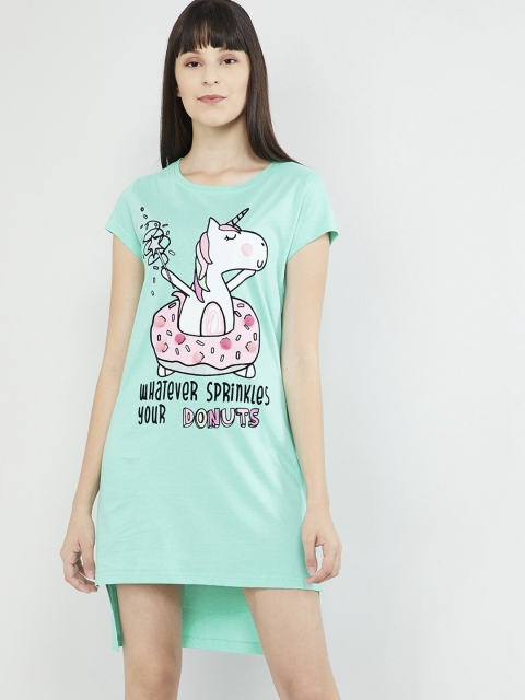 

max Women Sea Green Printed Sleep Shirt
