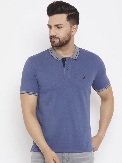 

HARBORNBAY Men Blue Solid Polo Collar T-shirt