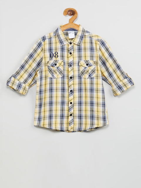 max Boys Yellow Checked Hood T-shirt