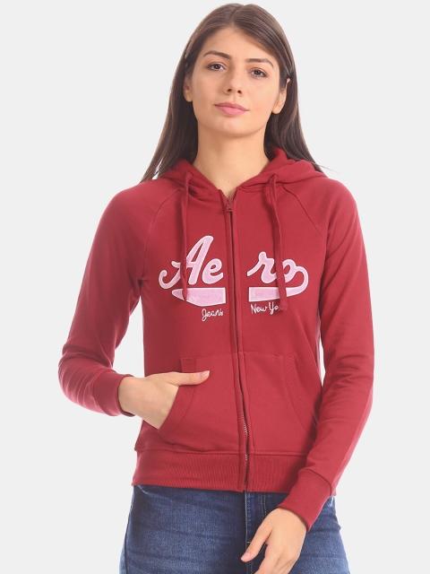 

Aeropostale Women Red Solid Sweatshirt