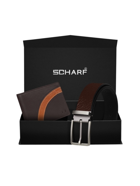 

SCHARF Men Brown Genuine Leather Formal Belt & Wallet Gift Set