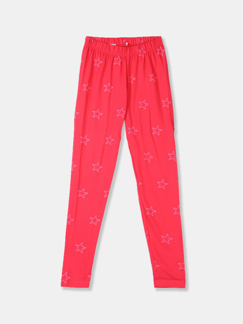 

Cherokee Girls Fuchsia Pink Star Print Ankle-Length Leggings