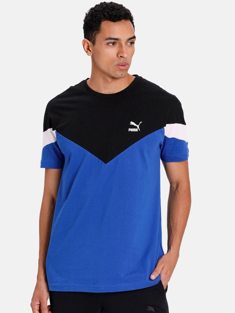 

Puma Men Blue & Black Colourblocked Iconic MCS T-shirt