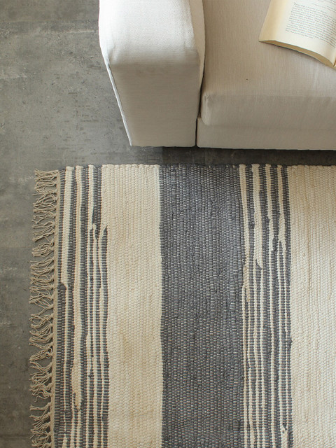 

House This Grey & Beige Striped Floor Mat