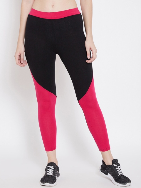 

Aliza Women Black & Pink Colourblocked Tights