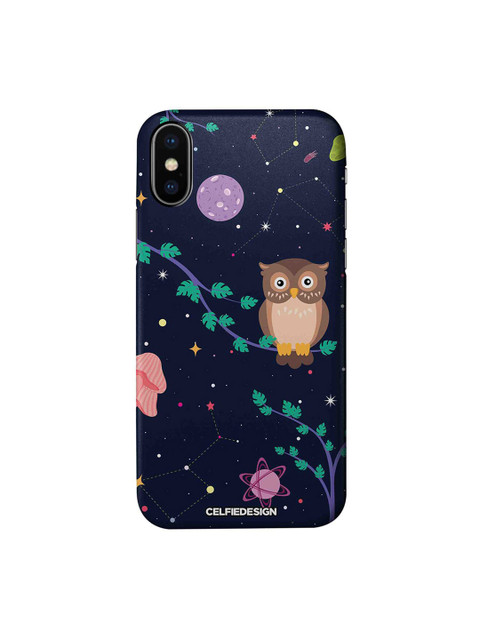 

CelfieDesign Navy Blue Space Owl Apple iPhone XS Back Cover Space And Nature