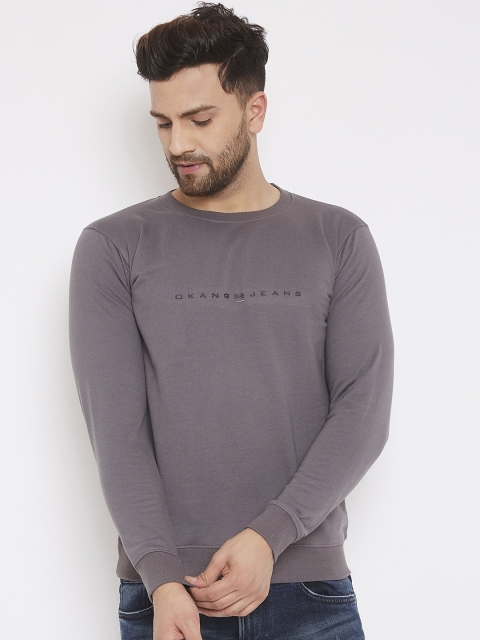 

Okane Men Grey Solid Sweatshirt