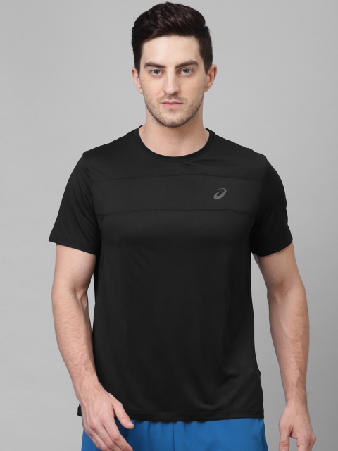 

ASICS Men Black Solid Round Neck T-shirt