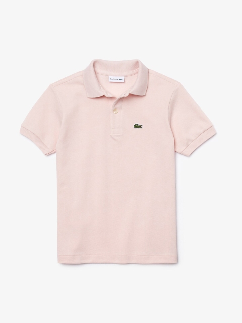 

Lacoste Boys Pink Solid Polo Collar T-shirt