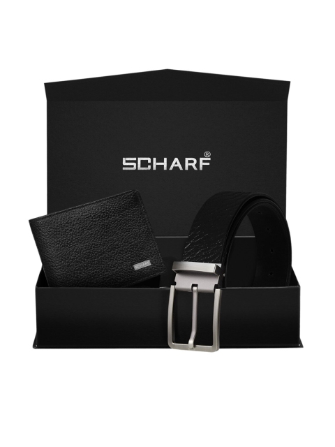 

SCHARF Men Black Genuine Leather Belt & Wallet Accessory Gift Set