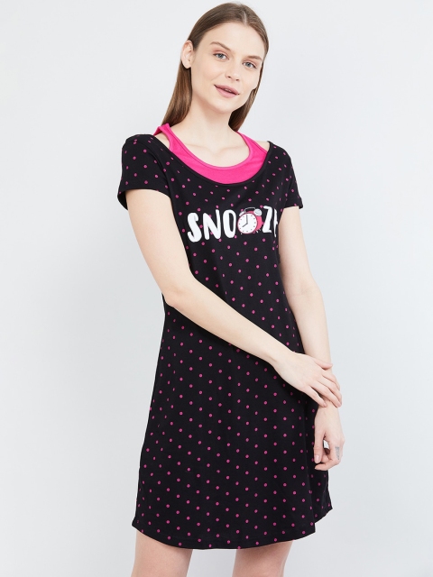 

max Women Black Printed Fit and Flare Dress