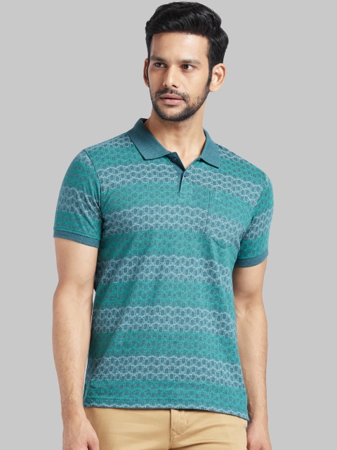 

Parx Men Green Printed Polo Collar T-shirt