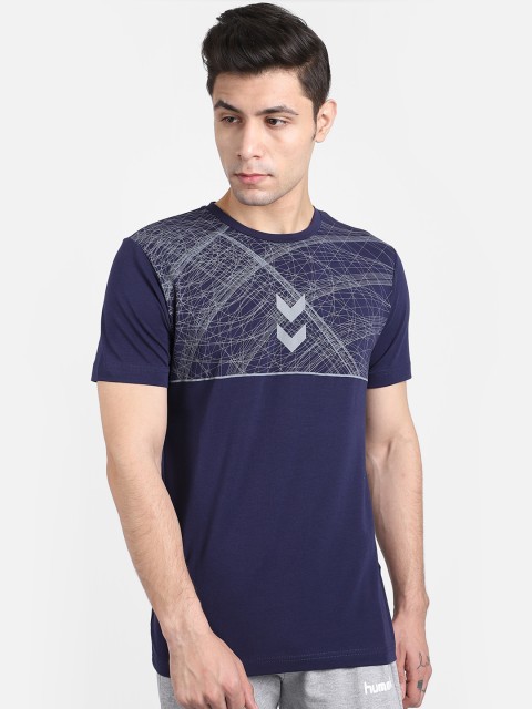 

hummel Men Blue Printed Round Neck T-shirt