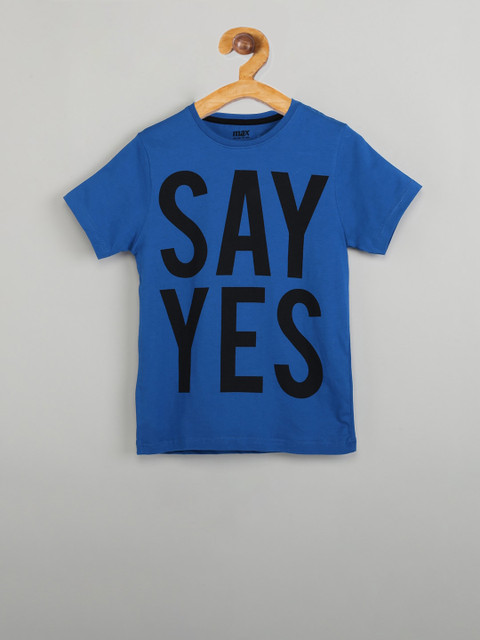 

max Boys Blue Printed Round Neck T-shirt