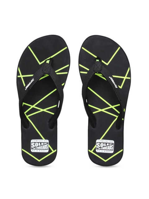 

Solethreads Women Black & Fluorescent Green Printed Thong Flip-Flops