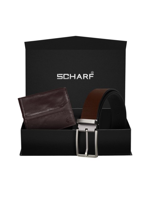 

SCHARF Men Brown Genuine Leather Formal Belt & Wallet Gift Set