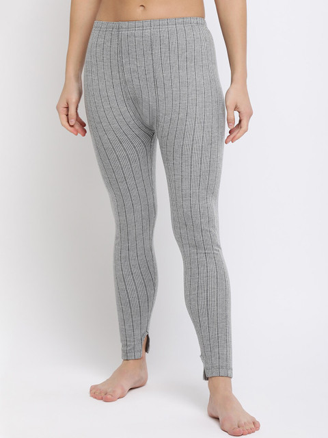 

DIXCY SCOTT Slimz Women Grey Melange Striped Thermal Leggings K1-PR5266LW