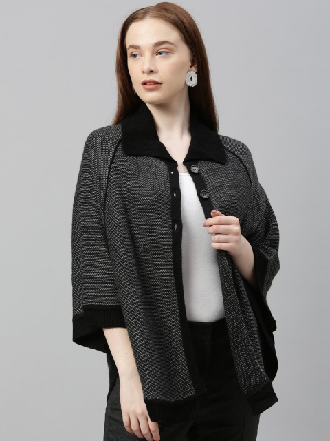 

Park Avenue Woman Grey & Black Colourblocked Cardigan Sweater