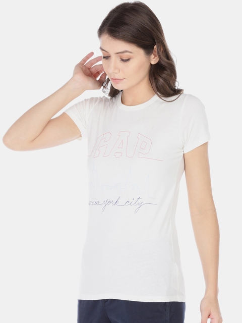 

GAP Women White Logo Cityscape Graphic Tee