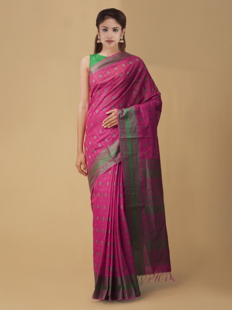 

Unnati Silks Magenta Pure Cotton Woven Design Mysore Silk Saree
