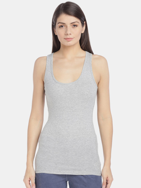 

GAP Women Grey Solid Round Neck T-shirt