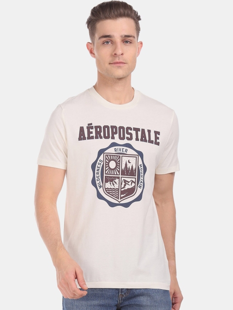 

Aeropostale Men White Printed Round Neck T-shirt
