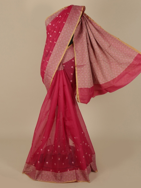 

Pothys Magenta & Gold-Coloured Cotton Blend Woven Design Saree