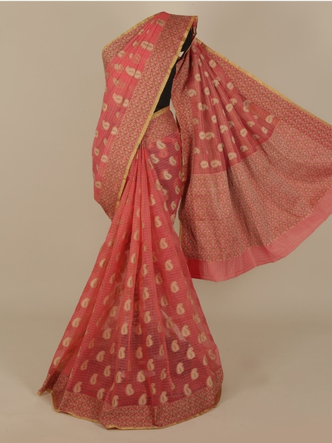 

Pothys Peach-Coloured Woven Design Cotton Blend Saree