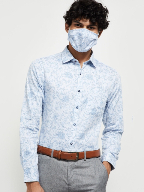 

max Men Blue Slim Fit Printed Formal Shirt