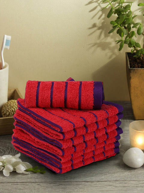 

BIANCA Mercerized Combed Cotton Bumpy- Face Towel Set -8pc (sonoma), Red