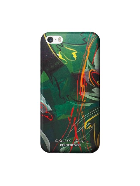 

CelfieDesign Green & Black Strokes of Life Printed iPhone SE Back Cover