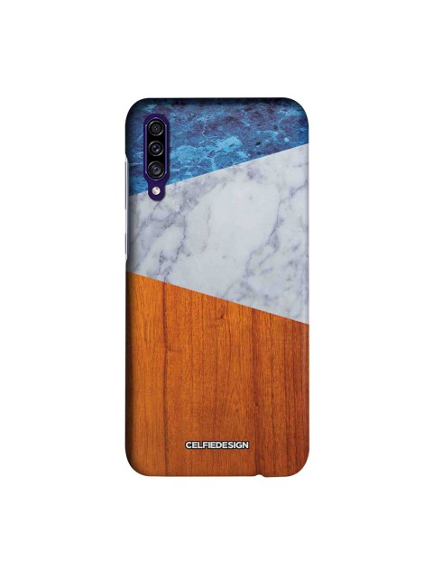 

CelfieDesign Brown White and Blue Marble Wood Sustainable Samsung Galaxy A30s Back Case