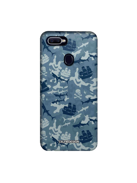 

CelfieDesign Navy Blue & White Pirates Pattern Printed Oppo F9 Pro Back Case, Teal