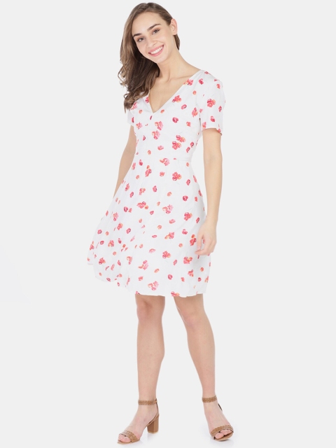 

GAP Women White Printed Fit and Flare Dress