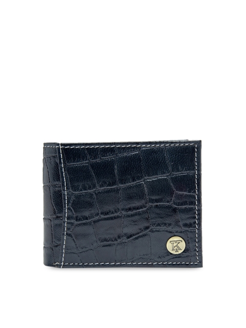 

Teakwood Leathers Unisex Navy Blue Textured Two Fold Wallet