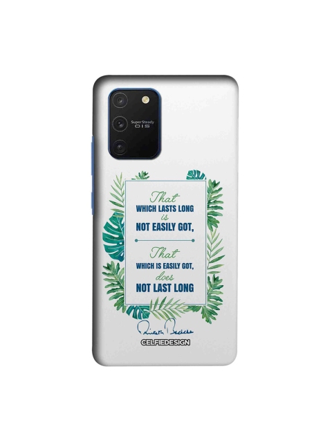 

CelfieDesign White & Green Lasts Long AB Quotes Samsung Galaxy S10 Lite Back Cover