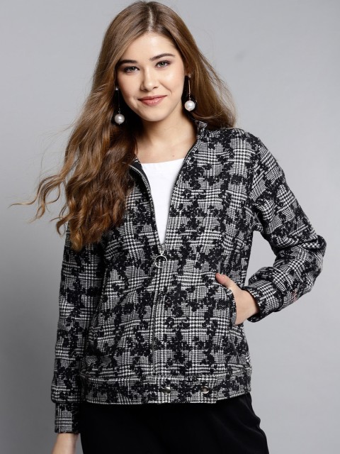 

Carlton London Women Black Self Design Bomber