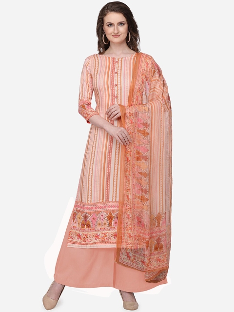 

Stylee LIFESTYLE Peach & Pink Silk Blend Unstitched Dress Material