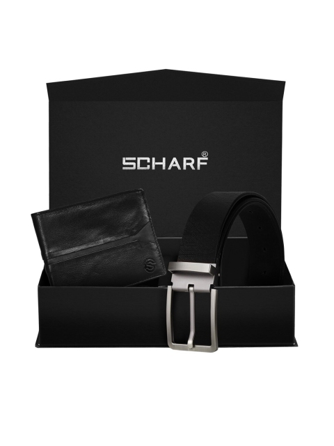 

SCHARF Men Black Genuine Leather Belt & Wallet Accessory Gift Set