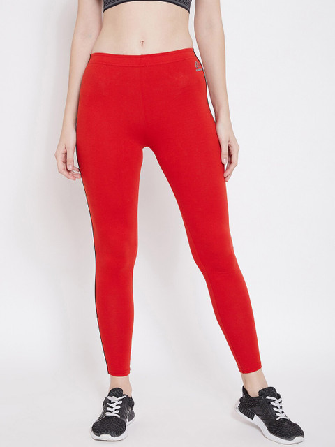 

ALIZA Women Red & Black Side Striped Yoga Tights