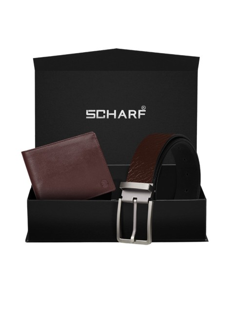 

SCHARF Men Brown Genuine Leather Belt & Wallet Accessory Gift Set