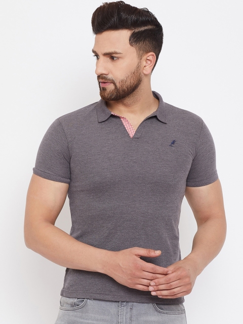 

HARBORNBAY Men Grey Solid Polo Collar T-shirt