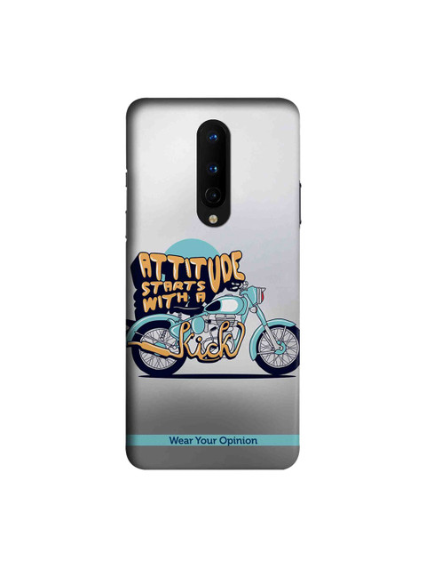 

CelfieDesign Grey & Orange Attitude With Kick Wear Your Opinion Quirky Sustainable OnePlus 8 Back Cover