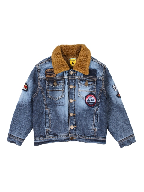

Lil Lollipop Unisex Kids Blue Solid Insulator Denim Jacket