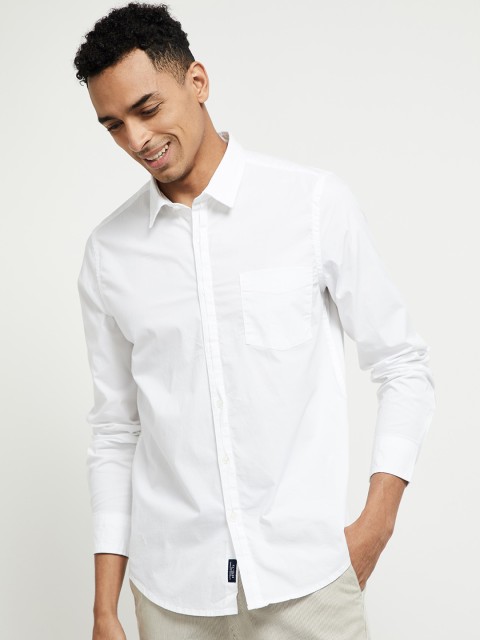 

max Men White Slim Fit Solid Casual Shirt