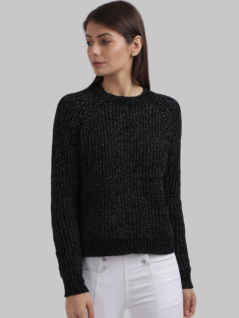 

Parx Women Black Ribbed Pullover Sweater