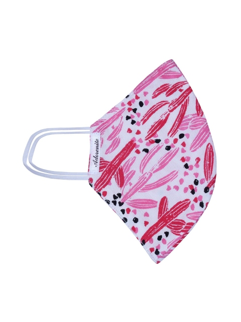 

ADORENITE Women White & Pink Printed 2-Ply Reusable Mask