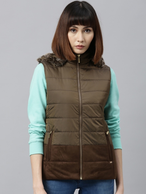 

Park Avenue Woman Brown Solid Padded Jacket